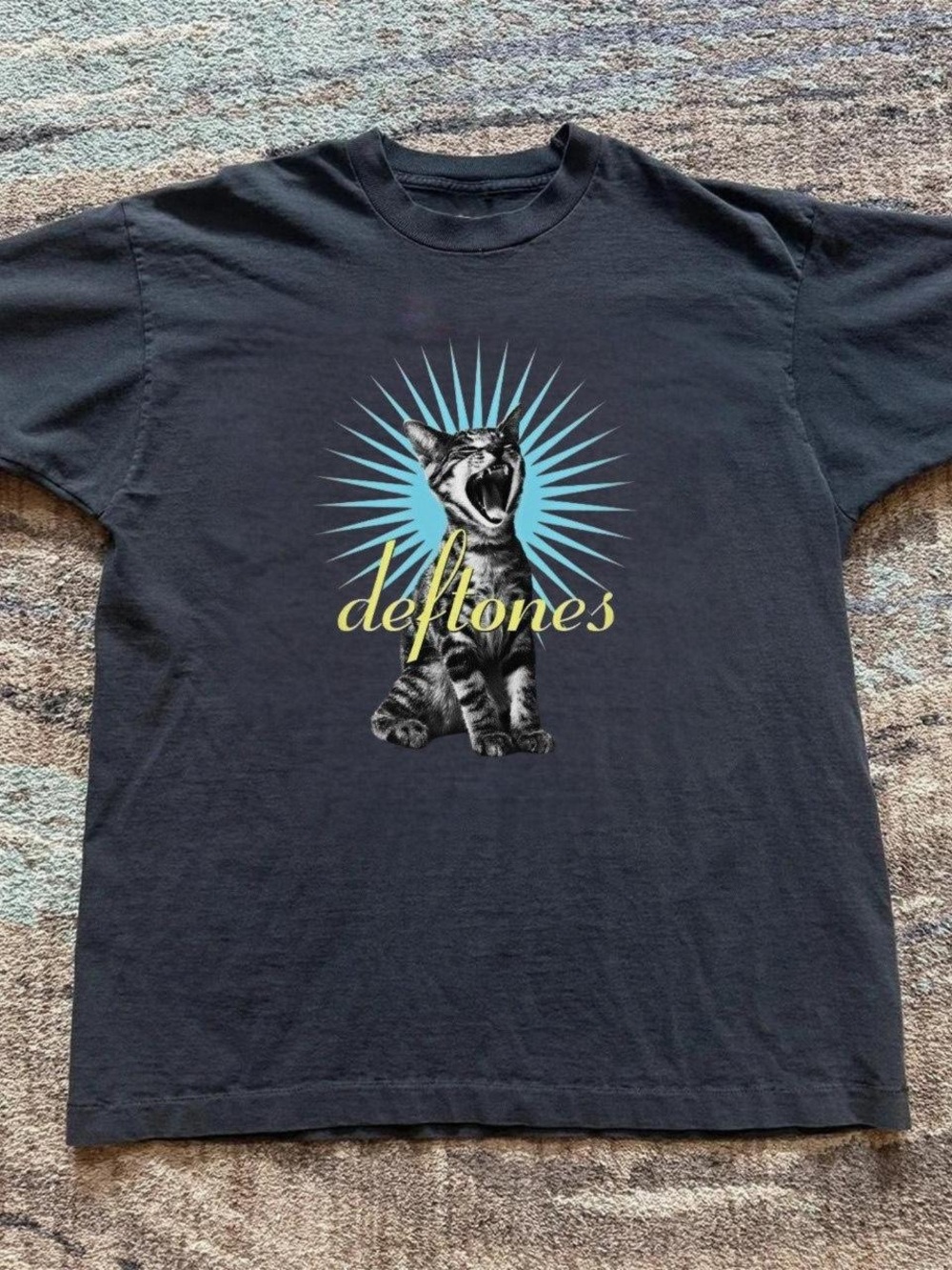 Gildan Black Deftones Tee with Blue Burst and Yellow Script